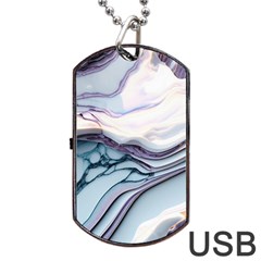 Marble Abstract White Pink Dark Art Dog Tag Usb Flash (two Sides) by Pakemis