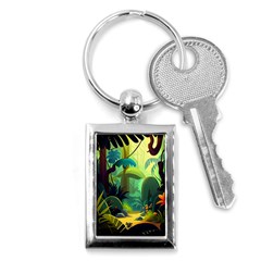 Jungle Rainforest Tropical Forest Jungle Scene Key Chain (rectangle) by Jancukart