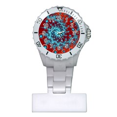 Fractal Pattern Background Plastic Nurses Watch by Uceng