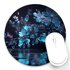 Ai Generated Cherry Blossom Round Mousepad by Ravend