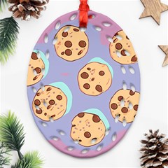 Cookies Chocolate Chips Chocolate Cookies Sweets Oval Filigree Ornament (two Sides) by Ravend