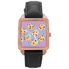 Cookies Chocolate Chips Chocolate Cookies Sweets Rose Gold Leather Watch  by Ravend