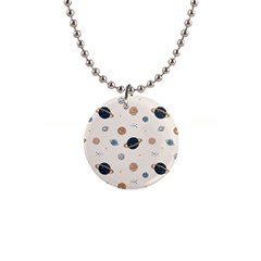 Space Planets Art Pattern Design Wallpaper 1  Button Necklace by Ravend