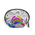 Rainbow Fun Cute Minimal Doodle Drawing Art Accessory Pouch (Small) Front