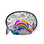 Rainbow Fun Cute Minimal Doodle Drawing Art Accessory Pouch (Small) Back