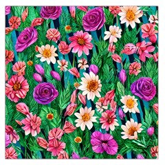 Creative Crimson Crisp Watercolor Flowers Square Satin Scarf (36  X 36 ) by GardenOfOphir