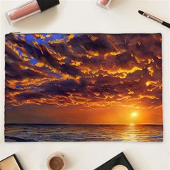 Orange Sunburst Cosmetic Bag (xxl) by GardenOfOphir