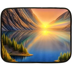 Remarkable Lake Sunset Fleece Blanket (mini) by GardenOfOphir
