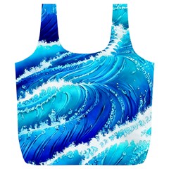 Simple Blue Ocean Wave Full Print Recycle Bag (xl) by GardenOfOphir