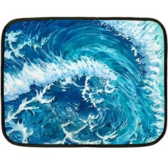 Abstract Blue Ocean Waves Iii Fleece Blanket (mini) by GardenOfOphir