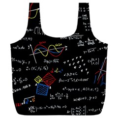 Black Background With Text Overlay Mathematics Formula Board Full Print Recycle Bag (xxl) by Jancukart