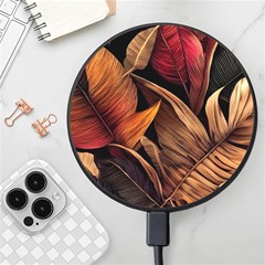 Ai Generated Leaves Tropical Palm Wireless Fast Charger(black) by Ravend