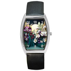 Ai Generated Flower Orchids Bloom Flora Nature Barrel Style Metal Watch by Ravend