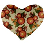 Flowers Leaves Pattern Flora Botany Drawing Art Large 19  Premium Heart Shape Cushions Back