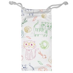 Cats And Food Doodle Seamless Pattern Jewelry Bag by Jancukart