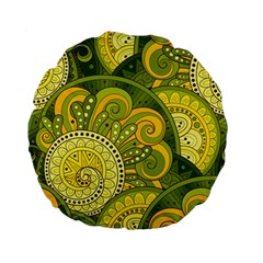Doodles Patterns Ornament Vector Flowers Green Standard 15  Premium Flano Round Cushions by Jancukart