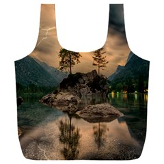 Nature Waters Lake Island Landscape Thunderstorm Full Print Recycle Bag (xxl) by Jancukart