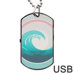 Tidal Wave Ocean Sea Tsunami Wave Minimalist Dog Tag Usb Flash (one Side) by Pakemis