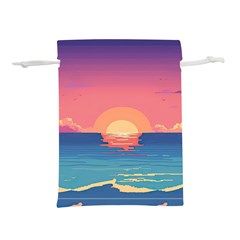 Sunset Ocean Beach Water Tropical Island Vacation 2 Lightweight Drawstring Pouch (m) by Pakemis