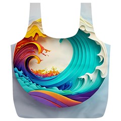 Tsunami Tidal Wave Wave Minimalist Ocean Sea 3 Full Print Recycle Bag (xl) by Pakemis