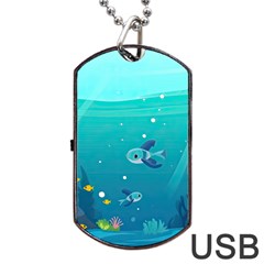 Ai Generated Ocean Sea Fish Aquatic Water Nature 2 Dog Tag Usb Flash (two Sides) by Pakemis