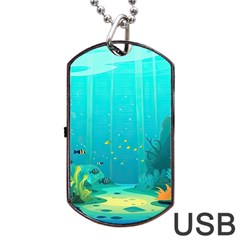 Intro Youtube Background Wallpaper Aquatic Water Dog Tag Usb Flash (one Side) by Pakemis