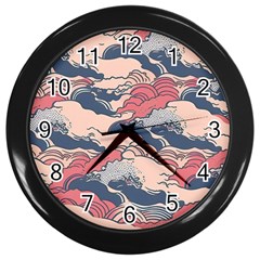 Waves Ocean Sea Water Pattern Rough Seas Wall Clock (black) by Pakemis
