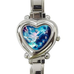 Tropical Winter Frozen Snow Paradise Palm Trees Heart Italian Charm Watch by Pakemis