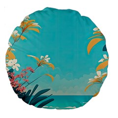 Beach Ocean Flowers Floral Plants Vacation Large 18  Premium Round Cushions by Pakemis