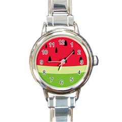 Watermelon Fruit Food Healthy Vitamins Nutrition Round Italian Charm Watch by Wegoenart