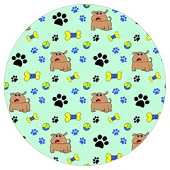 Dog Pattern Seamless Blue Background Scrapbooking Round Trivet by Wegoenart