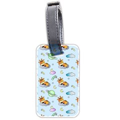 Pattern Giraffe Animal Seamless Scrapbooking Blue Luggage Tag (two Sides) by Wegoenart