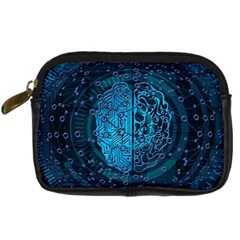 Artificial Intelligence Network Blue Art Digital Camera Leather Case by Semog4