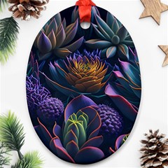 Ai Generated Succulents Flowers Ornament (oval) by Semog4