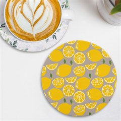 Lemon Background Lemon Wallpaper Uv Print Round Tile Coaster by Semog4
