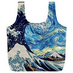 Starry Night Hokusai Vincent Van Gogh The Great Wave Off Kanagawa Full Print Recycle Bag (xl) by Semog4