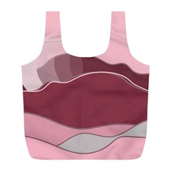 Hills Water Lake Sun Sunrise Lines Drawing Boho Full Print Recycle Bag (l) by Ravend