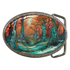 Ai Generated Tree Forest Mystical Forest Nature Belt Buckles by Ravend