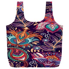 Ornamental Patterns Abstract Flower Pattern Purple Full Print Recycle Bag (xxl) by Jancukart