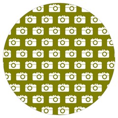 Modern Chic Vector Camera Illustration Pattern Round Trivet by GardenOfOphir