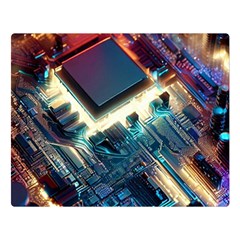 Ai Generated Motherboard City Technology Tech Cpu Two Sides Premium Plush Fleece Blanket (large) by Jancukart