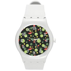 Watermelon Berries Patterns Pattern Round Plastic Sport Watch (m) by Semog4