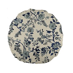 Vintage Background Blue Roses Rose Pattern Retro Standard 15  Premium Flano Round Cushions by Semog4