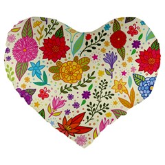Colorful Flowers Pattern Abstract Patterns Floral Patterns Large 19  Premium Heart Shape Cushions by Semog4
