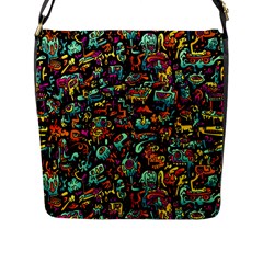Cartoon Monster Pattern Abstract Background Flap Closure Messenger Bag (l) by Semog4