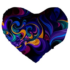 Colorful Waves Abstract Waves Curves Art Abstract Material Material Design Large 19  Premium Heart Shape Cushions by Semog4