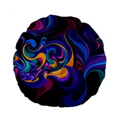 Colorful Waves Abstract Waves Curves Art Abstract Material Material Design Standard 15  Premium Flano Round Cushions by Semog4