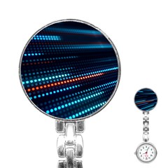 Orange Blue Dot Dots Lines Abstract Abstract Digital Art Stainless Steel Nurses Watch by Jancukart