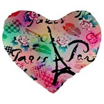 From Paris Abstract Art Pattern Large 19  Premium Heart Shape Cushions Front