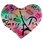 From Paris Abstract Art Pattern Large 19  Premium Heart Shape Cushions Back